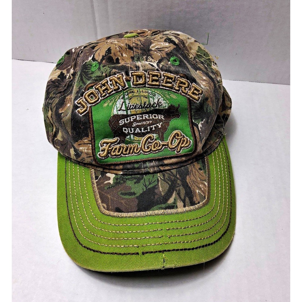 John Deere Camouflage Snapback Baseball Cap Hat w/ Green Brim Agriculture